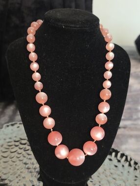 Vintage Pink Graduated Bead Necklace